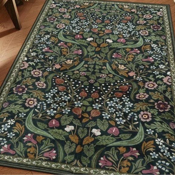 🆕 Dark Green Moody Rug 3’ x 5’ MACHINE WASHABLE Rug - Picture 7 of 7